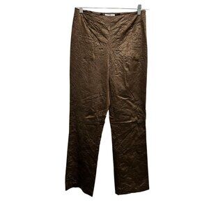 Vintage Alberto Makali Brown Crinkle Satin Pants Size 8